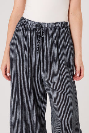 Pinstripe Cotton Wide Leg Trousers