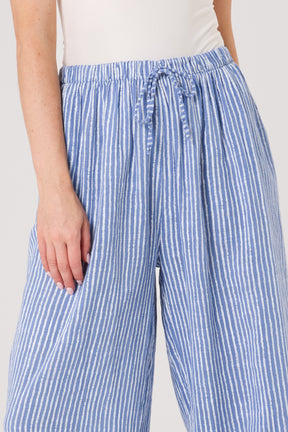 Pinstripe Cotton Wide Leg Trousers