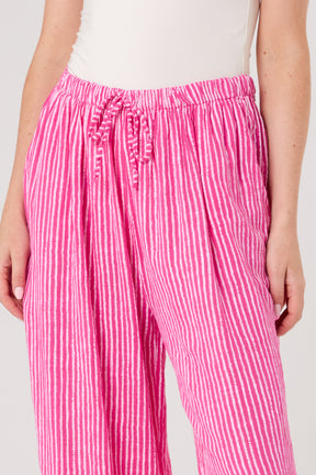 Pinstripe Cotton Wide Leg Trousers