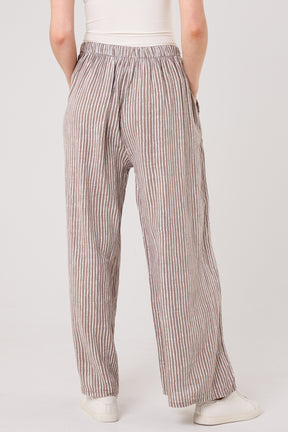Pinstripe Cotton Wide Leg Trousers