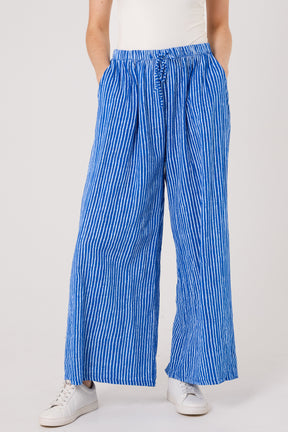 Pinstripe Cotton Wide Leg Trousers