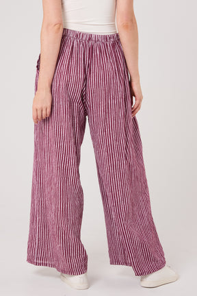 Pinstripe Cotton Wide Leg Trousers