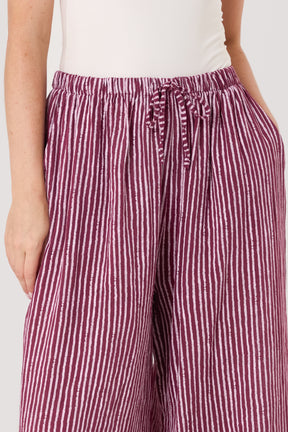Pinstripe Cotton Wide Leg Trousers
