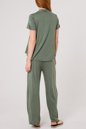 Jersey V-Neck Top & Trousers Set