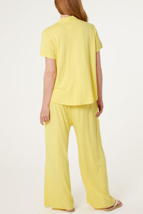 Jersey V-Neck Top & Trousers Set