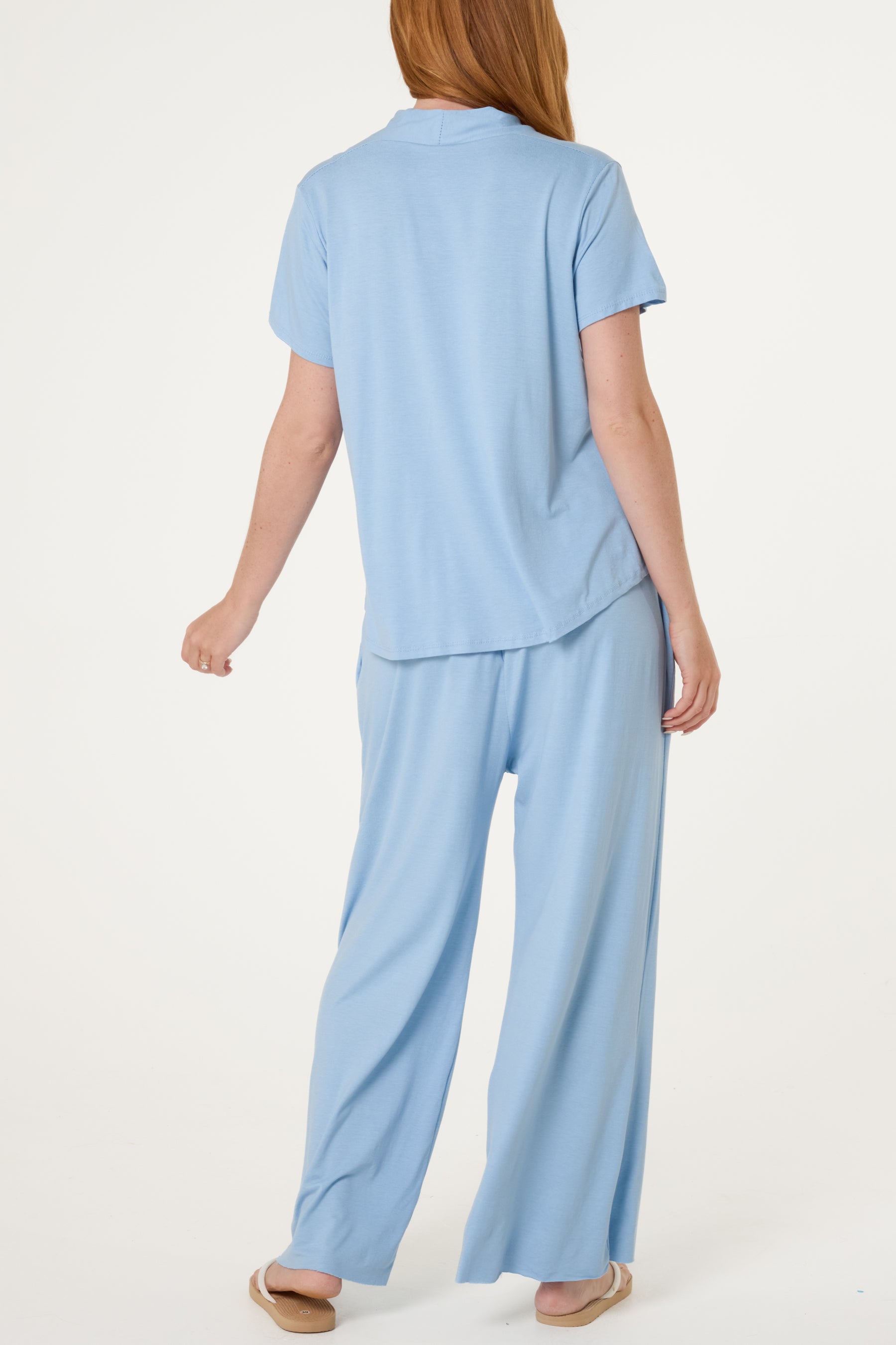 Jersey V-Neck Top & Trousers Set