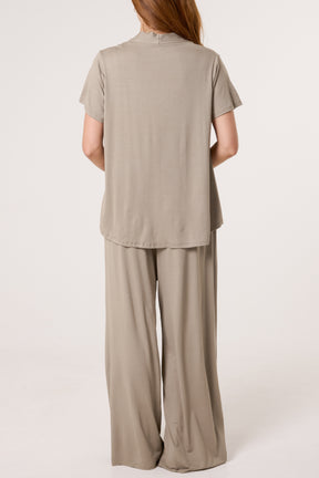 Jersey V-Neck Top & Trousers Set