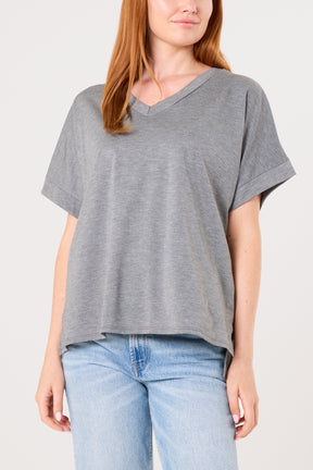V-Neck Short Sleeve Jersey T-Shirt