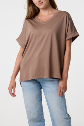 V-Neck Short Sleeve Jersey T-Shirt