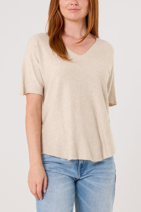 Raw Edge Short Sleeve Jumper