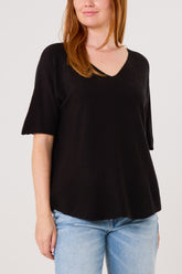 Raw Edge Short Sleeve Jumper