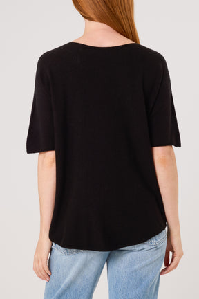Raw Edge Short Sleeve Jumper