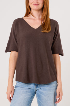 Raw Edge Short Sleeve Jumper