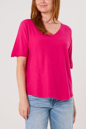 Raw Edge Short Sleeve Jumper