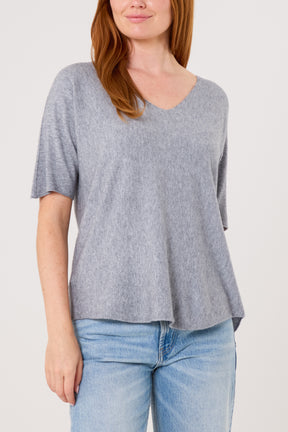 Raw Edge Short Sleeve Jumper