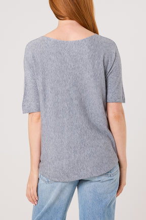 Raw Edge Short Sleeve Jumper