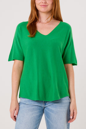 Raw Edge Short Sleeve Jumper