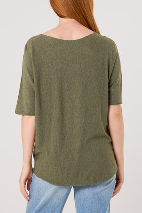 Raw Edge Short Sleeve Jumper