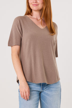 Raw Edge Short Sleeve Jumper