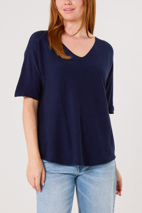 Raw Edge Short Sleeve Jumper