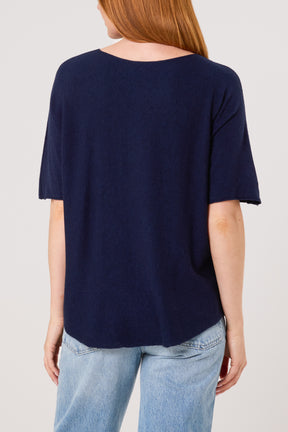 Raw Edge Short Sleeve Jumper