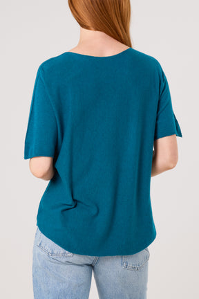 Raw Edge Short Sleeve Jumper