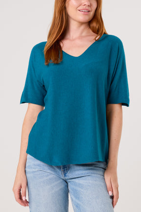 Raw Edge Short Sleeve Jumper
