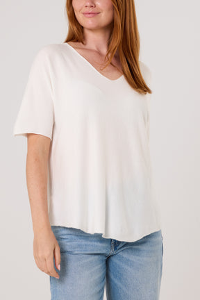 Raw Edge Short Sleeve Jumper