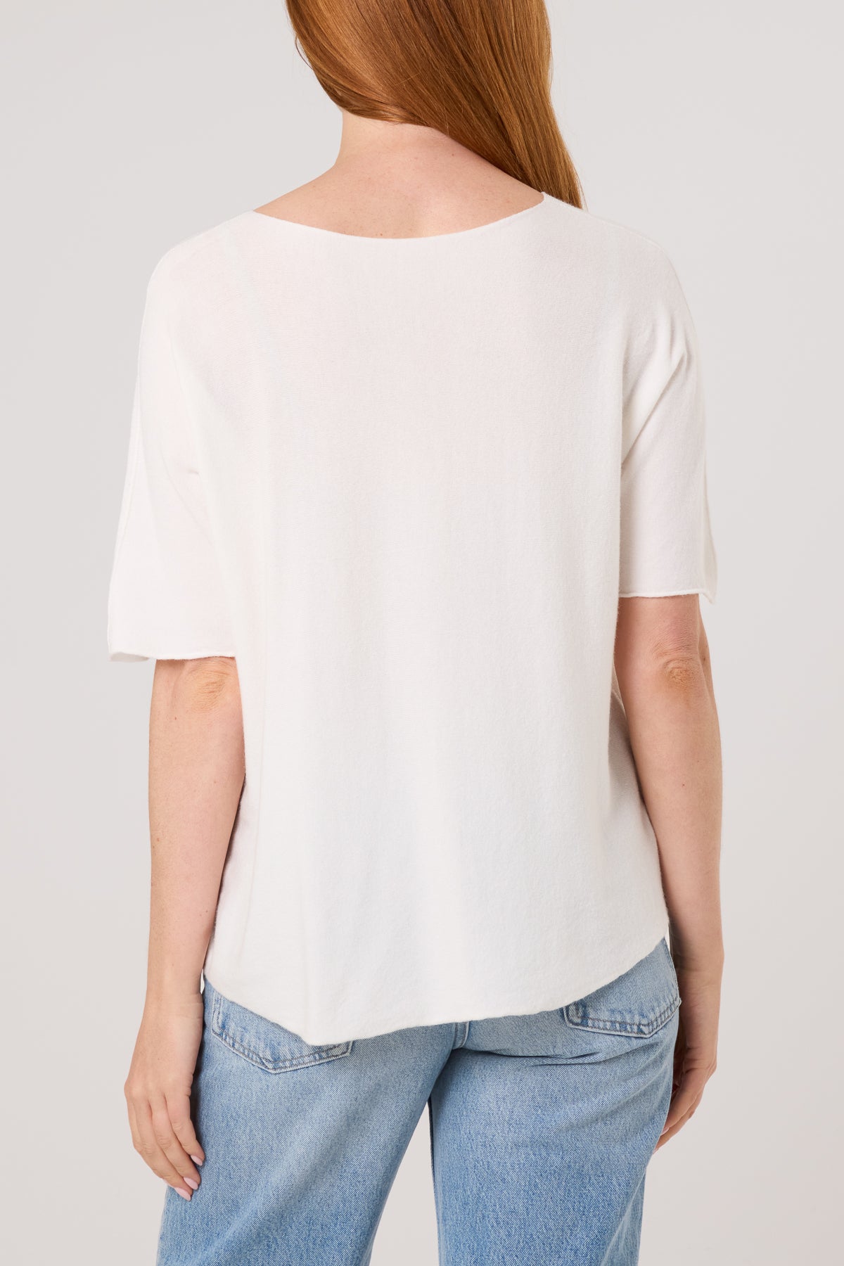 Raw Edge Short Sleeve Jumper
