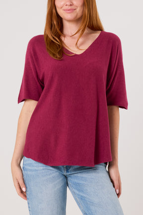 Raw Edge Short Sleeve Jumper