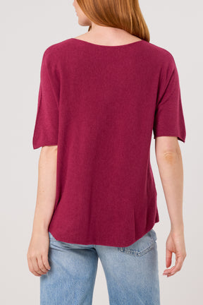 Raw Edge Short Sleeve Jumper