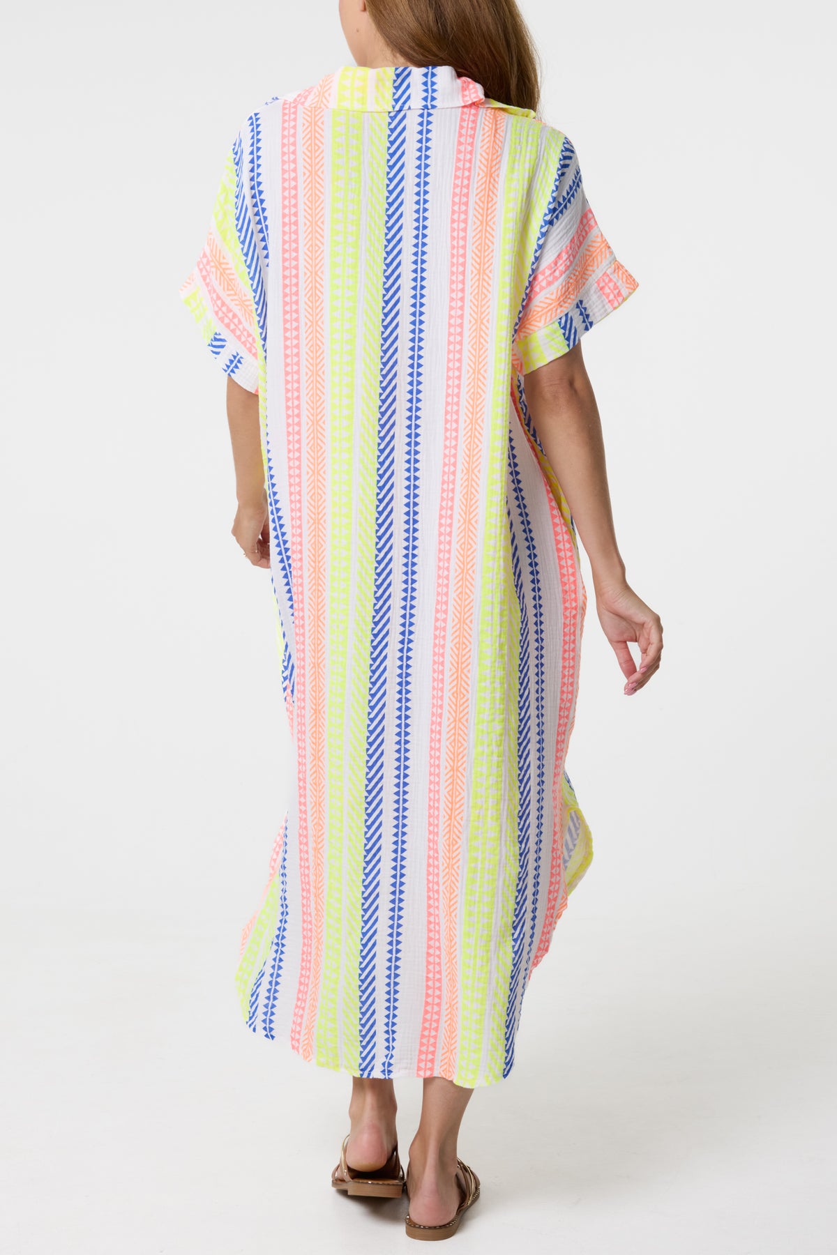 Aztec Print Cheesecloth Collar Dress