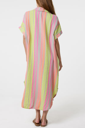 Aztec Print Cheesecloth Collar Dress