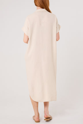 Neon Embroidery Cheesecloth Collar Dress
