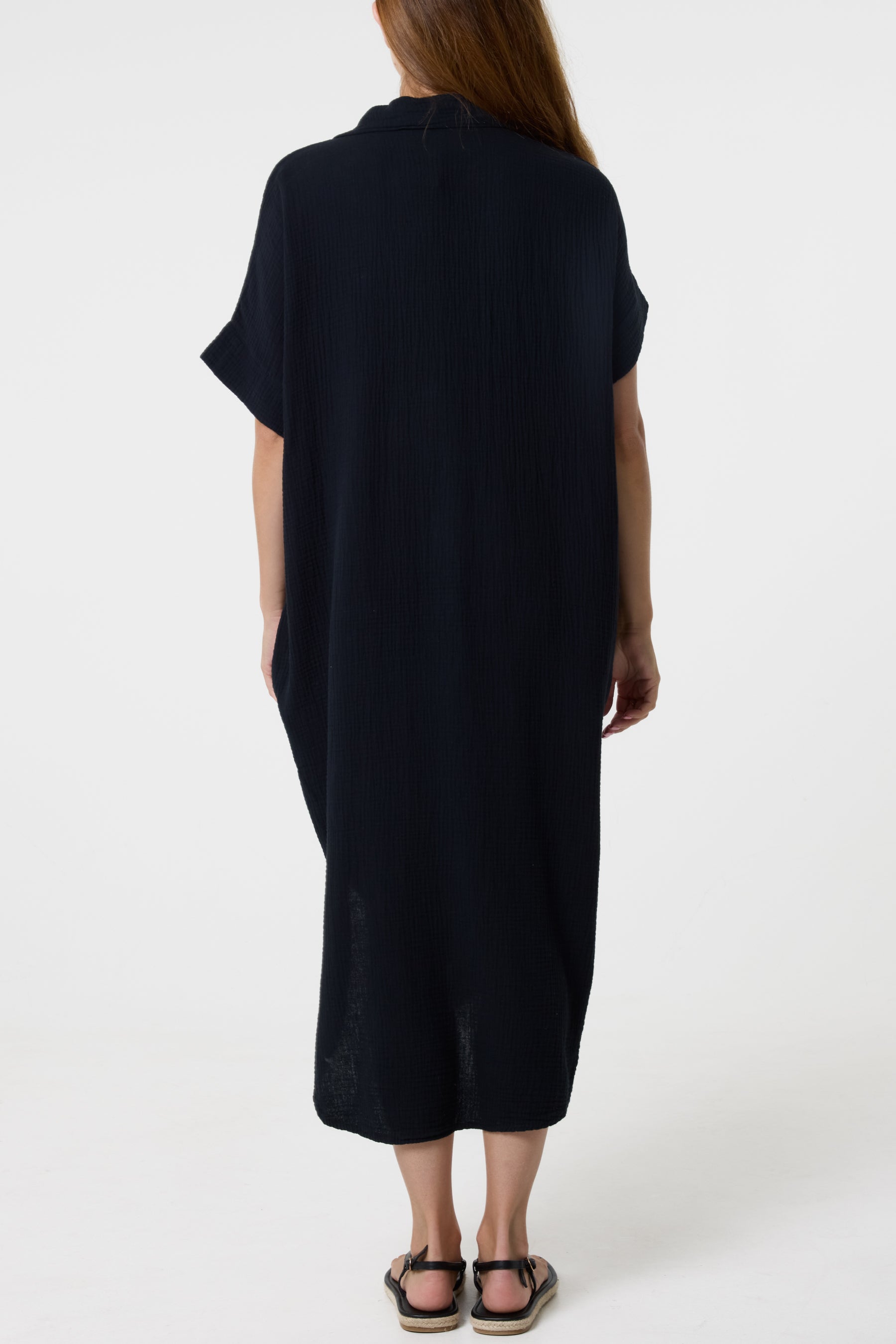 Neon Embroidery Cheesecloth Collar Dress