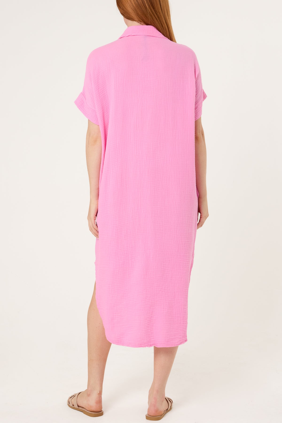 Neon Embroidery Cheesecloth Collar Dress