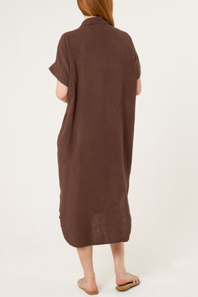 Neon Embroidery Cheesecloth Collar Dress