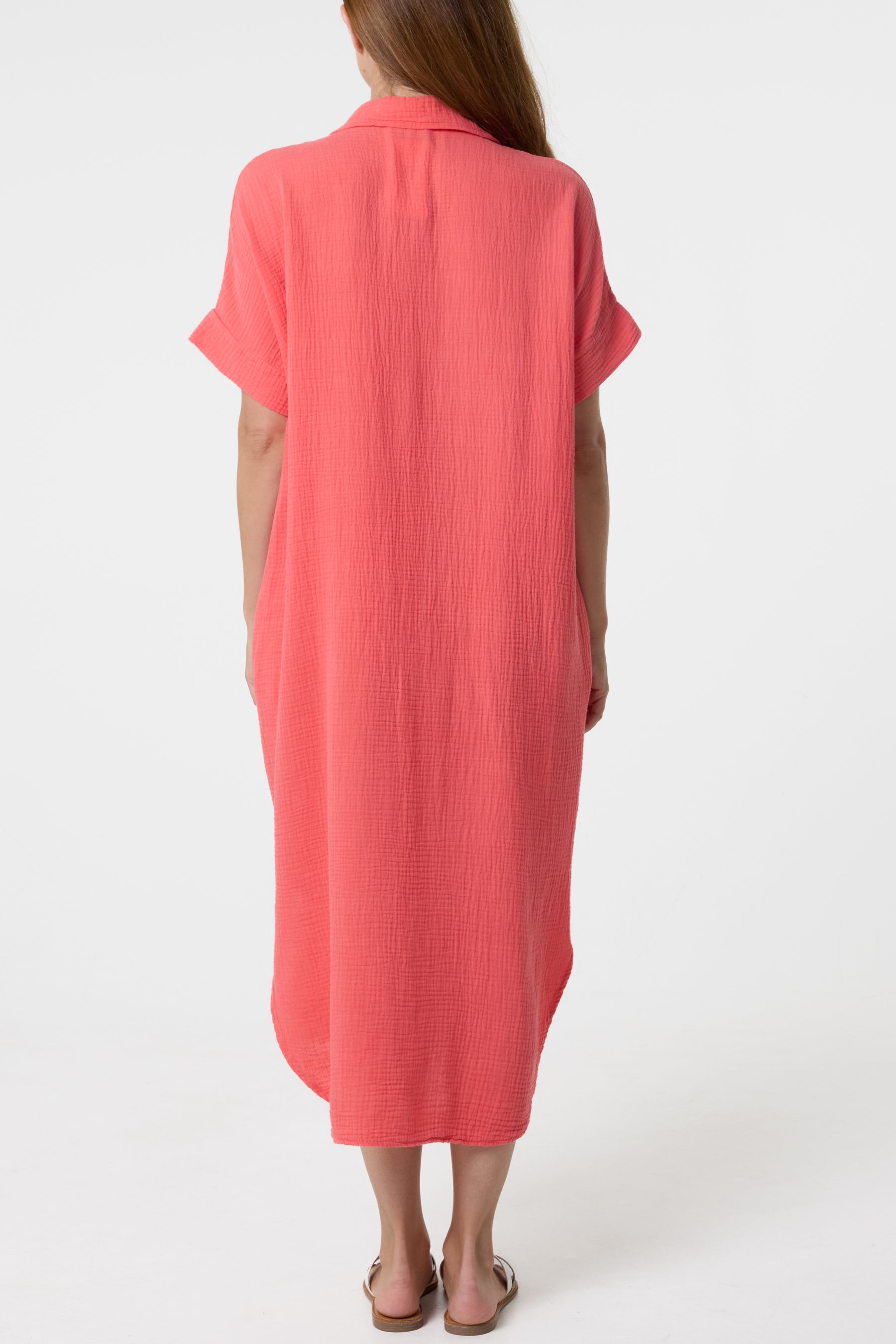 Neon Embroidery Cheesecloth Collar Dress
