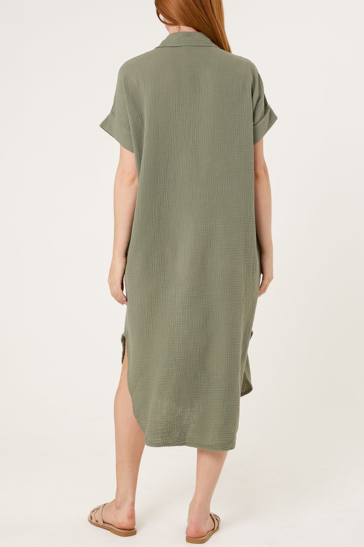 Neon Embroidery Cheesecloth Collar Dress