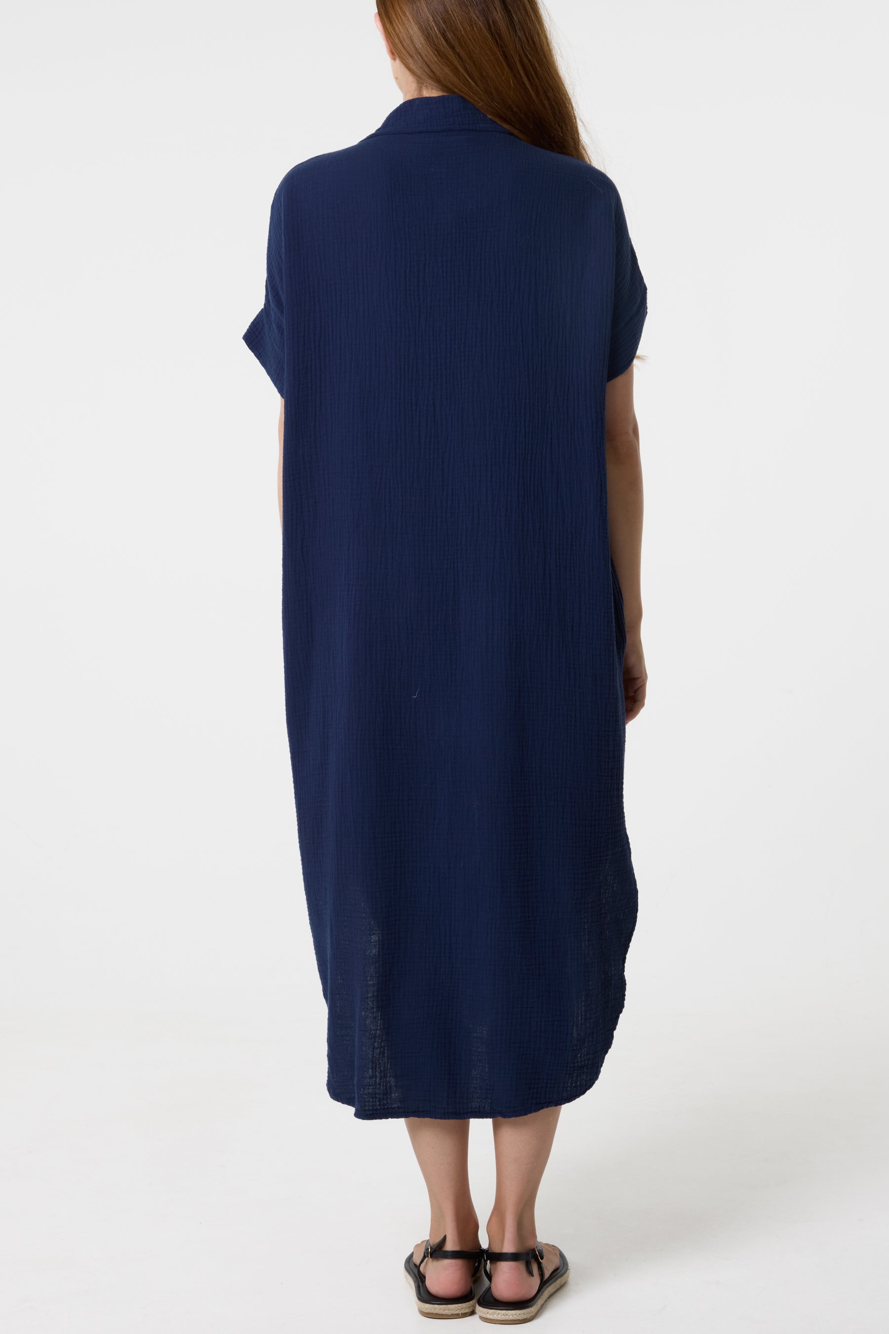 Neon Embroidery Cheesecloth Collar Dress