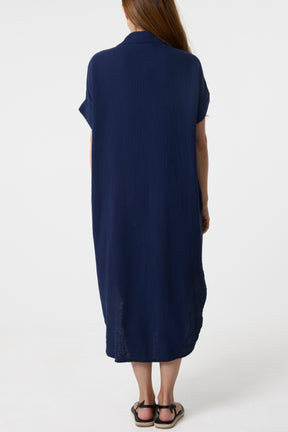 Neon Embroidery Cheesecloth Collar Dress
