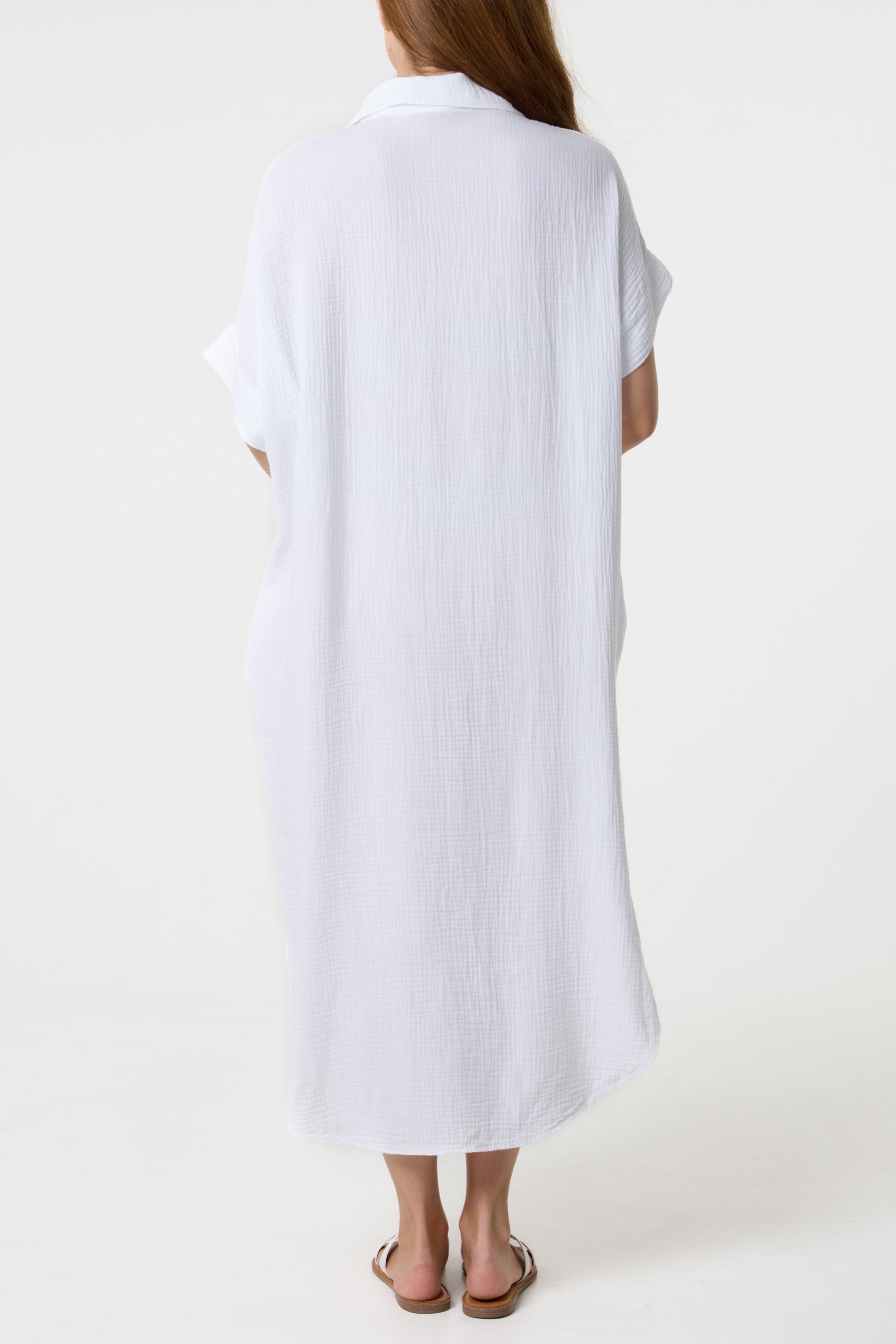 Neon Embroidery Cheesecloth Collar Dress