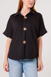 Gold Buttons Jersey Short Sleeve Shirt