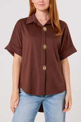 Gold Buttons Jersey Short Sleeve Shirt