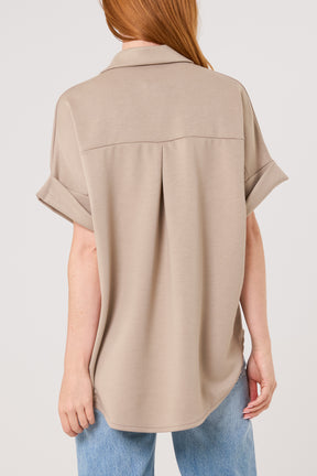 Gold Buttons Jersey Short Sleeve Shirt
