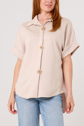 Gold Buttons Jersey Short Sleeve Shirt