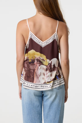 Satin Landscape Print Cami Top