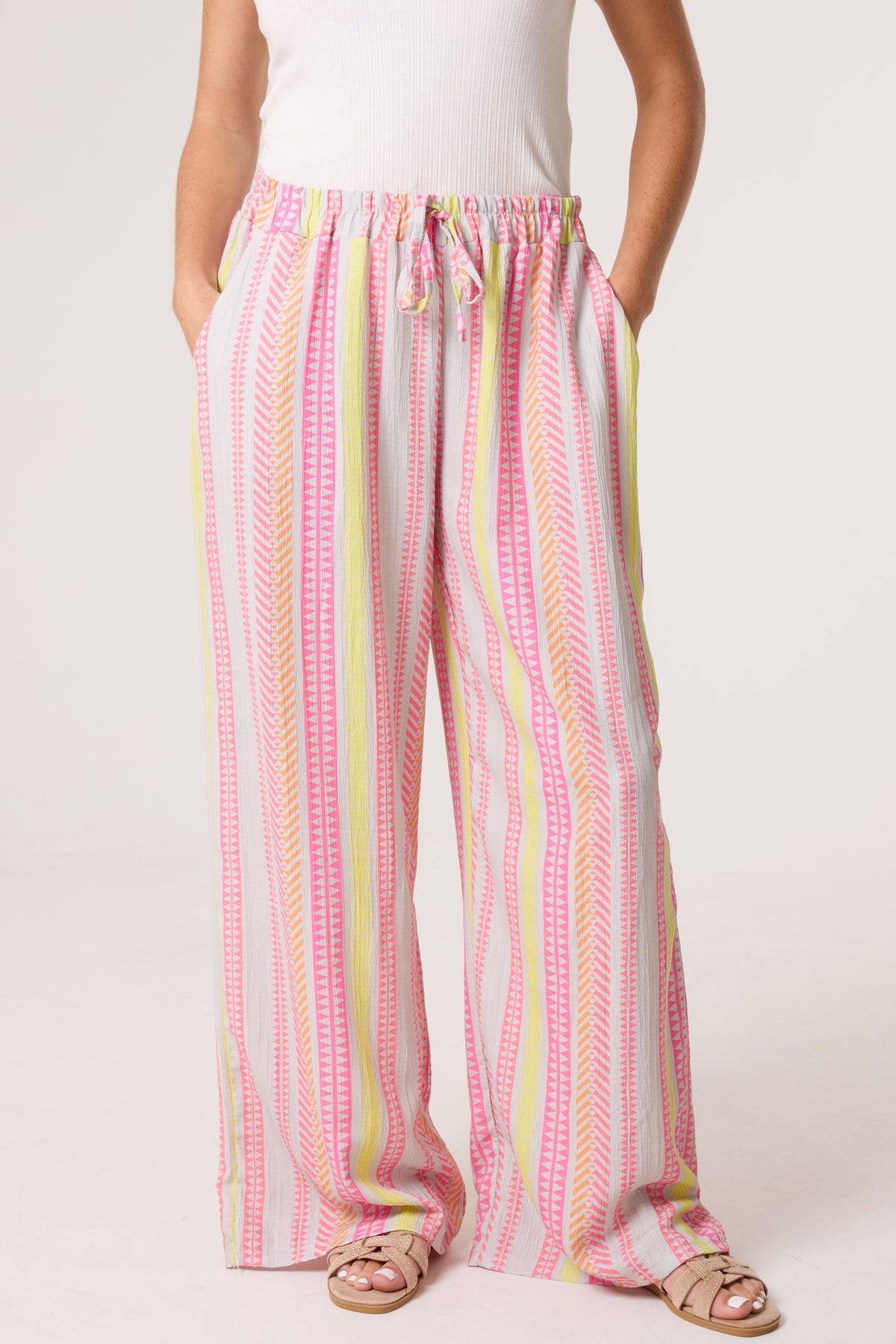 Aztec Print Wide Leg Trousers