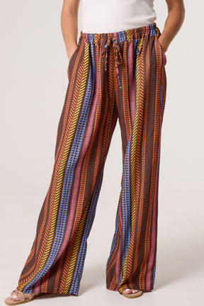 Aztec Print Wide Leg Trousers