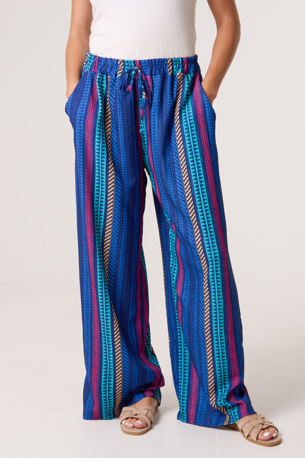 Aztec Print Wide Leg Trousers